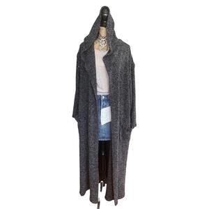 TOGETHER - Vintage knitted maxi cardigan with faux leather details size SMA/MED